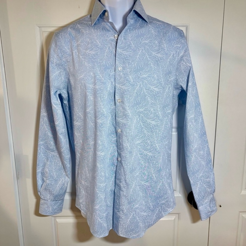 NWT MICHAEL KORS Slim Fit Non-Iron Dress Shirt Airsoft Leaf Print 14.5 32/33💛 - Picture 13 of 13